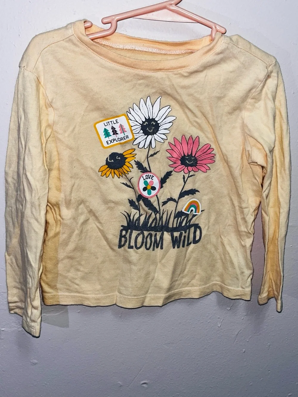 Old Navy Yellow Long-Sleeve Floral 'Bloom Wild' Tee